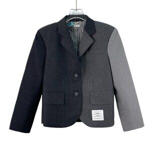 Thom Browne TB Colorblock Wool Notch Lapel Single-Breasted Long Sleeve Blazer